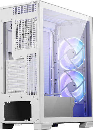 MSI MPG Velox 300R Airflow PZ White - Mid-Tower Gaming PC Case - Tempered Glass Side Panel - 2 x 160 mm Dual Layer Blades Fans - Liquid Cooling Support up to 360mm Radiator - Mesh Panel for Airflow