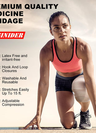 FRESINIDER Premium Elastic Bandage Wrap, 6 Pack 4 inch Cotton Latex Free Compression Bandage Wrap with Touch Closure at Both Ends, Support & First Aid for Sports, Medical, and Injury Recovery