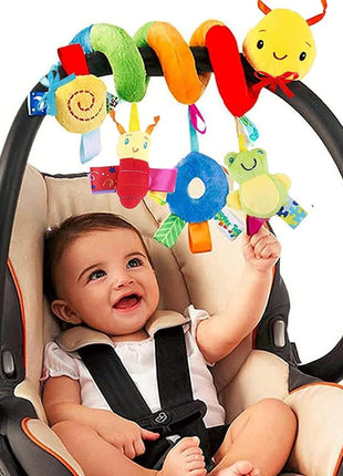 Spiral Car Seat Toys - Baby Sensory Soft Plush Hanging Toys for 0-12 Months Stroller Crib Accessories, Essentials for Expecting Moms & Baby Shower Registry Gift