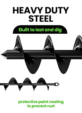 K-Brands Auger Drill Bit for Planting 2 Pack 1.6 x 16 Inch & 3.5 x 16 Inch Set – Garden Spiral Hole and Bulb Planter Tool for Umbrella Holes - Compatible with 3/8 Inch Hex Drive