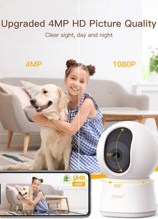 ARENTI 5G Indoor Security Camera, 4MP Pet Camera with Speaker for Dog/Cat, Baby Monitor with Phone App, Dual-Band WiFi, Auto Tracking, Super Night Vision, 2-Way Talk, Cloud & SD Card Storage(P2Q)