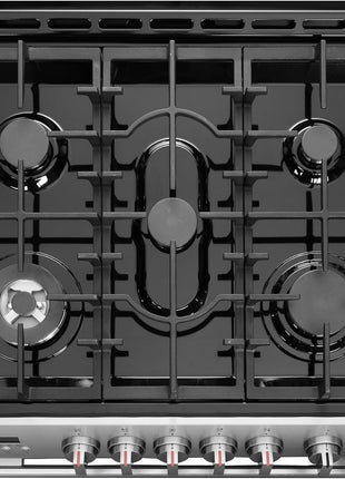 COSMO COS-305AGC 30 in. 5.0 cu. ft. Freestanding Single Oven Gas Range with 5 Burner Cooktop and Heavy Duty Cast Iron Grates in Stainless Steel