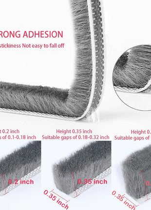 33 Ft Gray Self-Adhesive Soundproofing Weather Stripping for Doors and Windows, 0.35" Wide x 0.2" Thick