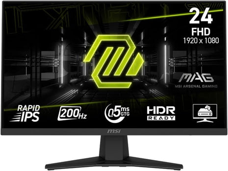 msi MAG 244F 24-inch 1920 x 1080 (FHD) Gaming Monitor, 200Hz, AMD FreeSync Premium, HDMI, DisplayPort, VESA, Tilt, Height Adjustable, Speaker, 0.5ms, Black