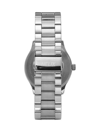 Helix by Timex Analog Watch for Man with Silver Round Dial & Silver Stainless Steel Bracelet Band Water Resistant Men's Wrist Watches - TW043HG29