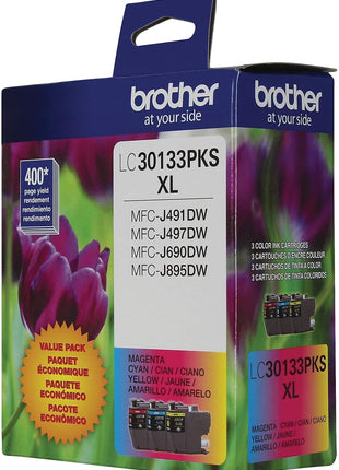 Brother High-yield Color Printer Ink Cartridges LC3013 3-Pack for Work Smart Series - Professional Grade Ink for MFC-J491DW, J497DW, J690DW, J895DW - Up to 400 Pages per Cartridge