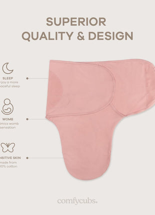 Comfy Cubs Easy Swaddle Blanket, 3 Pk S Velcro Swaddle Blush Mauve Mulberry