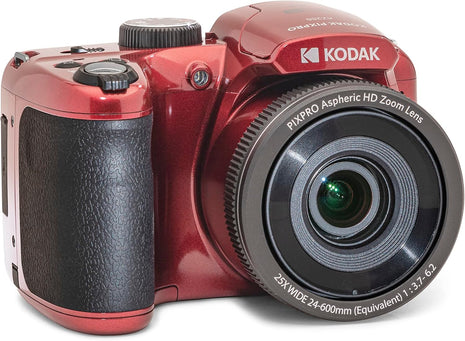 KODAK PIXPRO AZ255 16MP Digital Camera, 25x Optical Zoom, AA, OIS, Red | Image Stabilization 1080p Full HD Video 3' LCD Vlogging