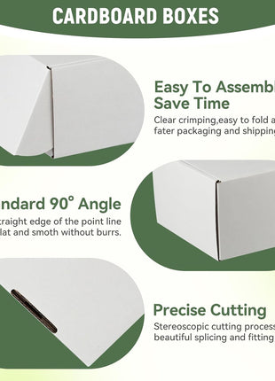 12 inchx9 inchx3 inch Shipping Boxes Set of 1, White Corrugated Cardboard Box Literature Mailer