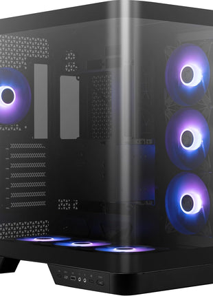 msi MAG PANO 120R PZ - ATX Mid-Tower Gaming PC Case - 270-degree Tempered Glass Panel - Liquid Cooling Support up to 360mm Radiator - Pre-Installed 7 ARGB Fans - VGA Bracket