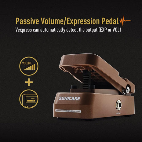 SONICAKE Passive Volume & Expression EXP Pedal, Mini Guitar Volume Pedal - Vexpress