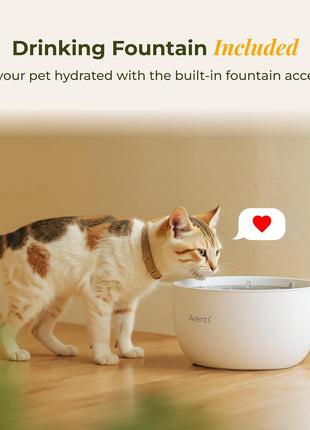 ARENTI Smart Automatic Cat Feeder and Water Fountain, 4L Pet Feeder Cat Food Dispenser with Camera, Dual Power, App Control, Live View & Night Vision, Meal Call, Hygienic Water Flow, Desiccant Bag