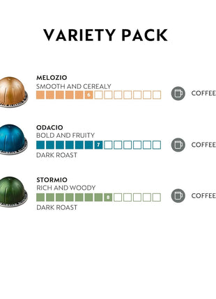Nespresso Capsules Vertuo, Variety Pack, Medium and Dark Roast Coffee, 30 Count Coffee Pods, Brews 7.8 oz.