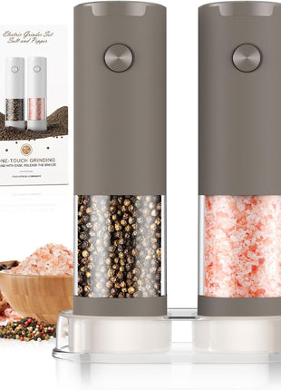 Electric Salt and Pepper Grinder Set Automatic Battery Pepper Mill Shakers Adjustable Coarseness Upgraded Larger Capacity with Led Home and Kitchen Appliances Birthday Gifts for Women Men