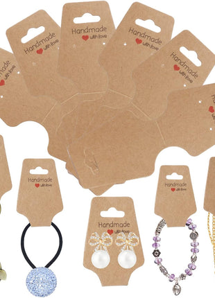 200PCS Bracelet Display Cards Necklace Holder Cards Self Adhesive Jewelry Packaging Selling Card for Small Business (Brown, 1.8x4.7 inches)