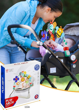 Adjustable Arch Bassinet Toys for Infant & Toddlers, Stroller Arch, Baby Crib Toys with Fascinating Hanging for Stimulating Baby's Senses and Developing Motor Skills