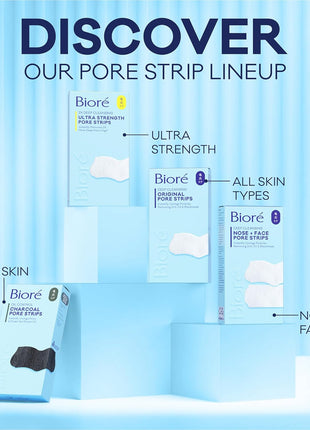 Biore Witch Hazel Ultra Strength Blackhead Remover Pore Strips, 18 ct | Deep Cleansing Nose Strips, C-Bond Technology, Clears Pores 2x More, Oil-Free, Non-Comedogenic, 18 Count
