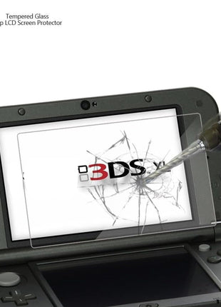 AKWOX (2 in 1) Tempered Glass Screen Protector + HD Clear Crystal PET Screen Protective Filter Compatible with 3DS XL/New 3DS XL