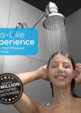 SparkPod Rain Shower Head, 6 Inch Round, Luxury Polished Chrome Finish | High Pressure Shower Heads, 90 Nozzles, Adjustable Showerhead, No Tools Needed, Universal Connection