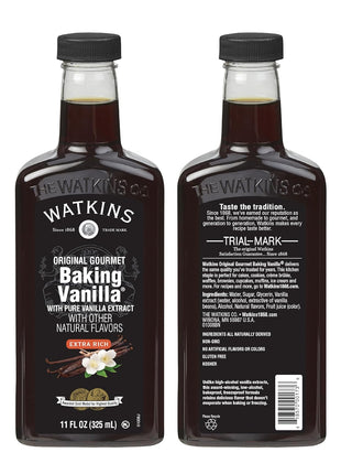 Watkins All Natural Original Gourmet Baking Vanilla, with Pure Vanilla Extract, 11 Fl Oz (Pack of 1) - Packaging May Vary