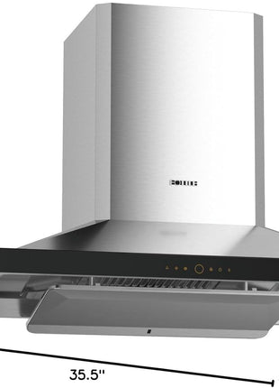 FOTILE EMS9026 36" Wall-mount Range Hood 1000 CFMs with Touchscreen, 2 Speed-settings and Auto Turbo Mode | Manual-adjustable Capture Shield Technology | Delay Shutoff and Detachable Oil Plate