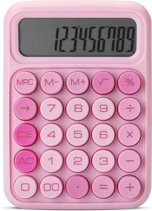 Mr. Pen Mechanical Switch Calculator - 12 Digit Large LCD Display, Pink with Big Buttons