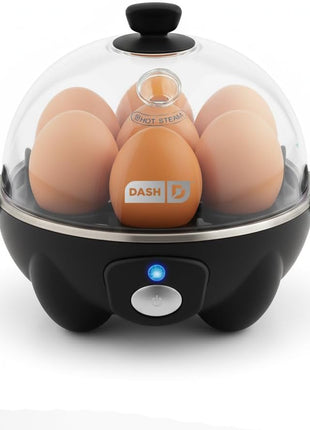 DASH Rapid Egg Cooker: 7 Egg Capacity Electric Egg Cooker for Hard Boiled Eggs, Poached Eggs, Scrambled Eggs, or Omelets with Auto Shut Off Feature   Black'