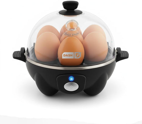 DASH Rapid Egg Cooker: 7 Egg Capacity Electric Egg Cooker for Hard Boiled Eggs, Poached Eggs, Scrambled Eggs, or Omelets with Auto Shut Off Feature   Black'