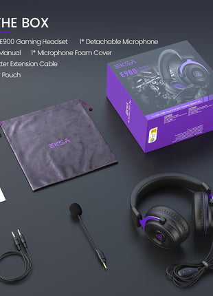 EKSA E900 Headset with Microphone for PC, PS4,PS5, Xbox - Detachable Noise Canceling Mic, 3D Surround Sound, Wired Headphone for Gaming, Computer, Laptop, 3.5MM Jack