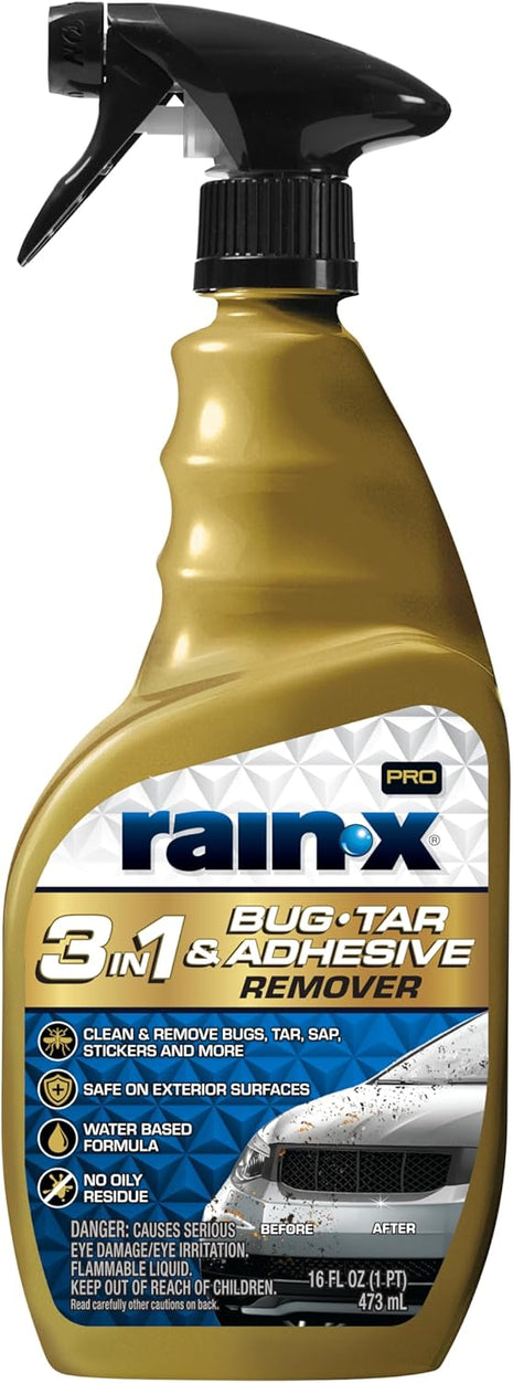 Rain-X Pro 620213 3-in-1 Bug, Tar and Adhesive Remover, 16oz - Premium Bug, Tar and Adhesive Remover to Help Clean and Remove Sticky Contaminants
