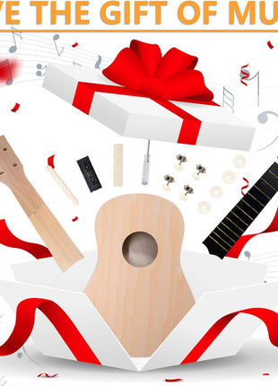 DIY Ukulele Kit with Tools(21 inch) - Build Your Own Ukulele Look, Wooden Small Hawaiian Guitar Gift for Adults