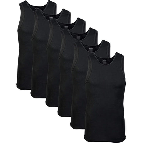 Gildan Men's A-Shirt Tanks, Multipack, Style G1104, Black (6-Pack), Large