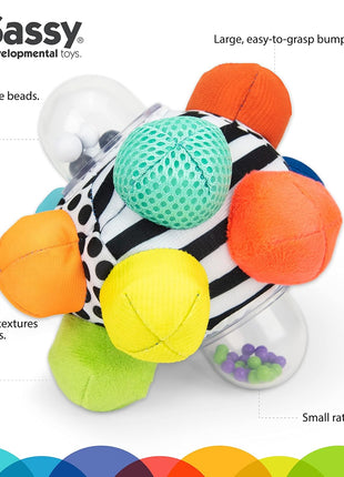 Sassy Developmental Bumpy Ball, Easy to Grasp Bumps Help Develop Motor Skills, Ages 6+ Months