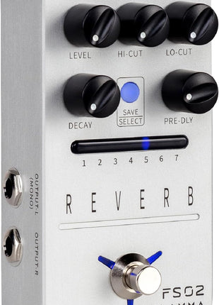 FLAMMA FS02 Reverb Pedal Stereo Guitar Effects with 7 Storable Preset Slots 7 Reverb Effects Room Hall Church Cave Plate Spring Mod True Bypass Trail On