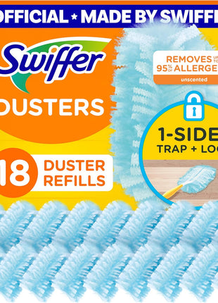 Swiffer Dusters Refill for Cleaning, Made by SWIFFER, Feather & Microfiber Duster Disposable Alternative, for Dusting Furniture, Blinds, Ceiling Fans, Walls, Helps Remove Allergens, Unscented, 18ct