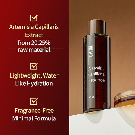 1.618 Artemisia Capillaris Essence, 6.08 fl oz - mugwort, Soothing & Hydrating Korean Skincare Essence for Sensitive Skin