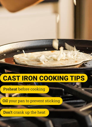 Lodge Round Seasoned Cast Iron Griddle 10.5 Inches - Round-Shaped, Pre-Seasoned Iron Griddle Pan - Non-Toxic, PFAS-Free Cookware - Compatible with Stovetop, Oven, Grill, or Campfire
