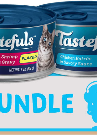 Blue Buffalo Tastefuls Natural Flaked and Tender Wet Cat Food Variety Bundle, Fish & Shrimp and Chicken