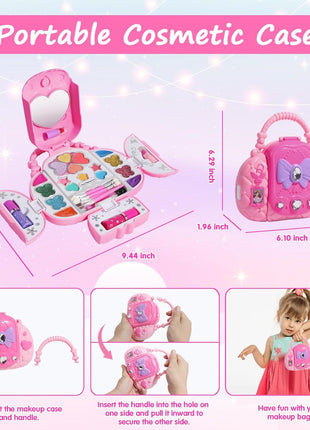 Topsolid Kids Makeup Kit With Mirror - Real Washable Makeup Set for Girls 5-8, Princess Toys Cosmetic Set, Christmas & Birthday Gifts for 3-8 Year Old Girls
