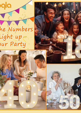 Decorative Led Light Up Number Letters, White Plastic Marquee Number Lights Sign Party Wedding Decor Battery Operated Number (1)