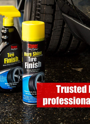 Stoner Car Care 91044 Original More Shine Tire Shine Spray – Tire Dressing Restores Deep Matte Black Finish with Long-Lasting Rain-Resistant Protection, Dry-to-Touch – 12 oz