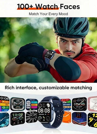 2026 Distance & Pace GPS Running Watch for Runners - Call & Text, AMOLED Large Screen, 50m Waterproof Swimming, Calorie & Step Counter, 2 Bands, Long Battery, for Seniors Men Women(Blue)