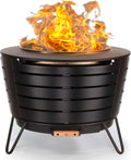 TIKI 25-Inch Smokeless Patio Fire Pit, Wood Burning with Removable Ash Pan & Weather-Resistant Cover, Modern Black Design Ideal Outdoor Smokeless Fire Pit for Backyard & Patio