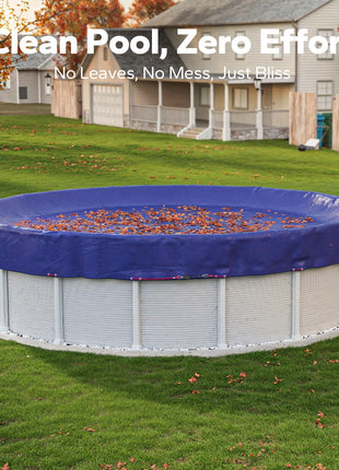 24 FT Round Pool Cover, [ 2025 Upgraded ] Above Ground Pool Cover, Heavy Duty Winter Pool Cover, Cold and UV Resistant, Cable and Pulley System