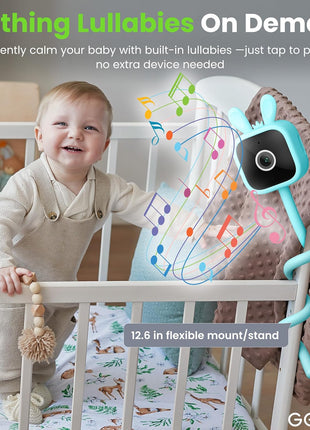 GEARit Baby Monitor with Camera & Audio 2K Video with Motion & Crying Detection, 2 Way Audio Easy WiFi Setup, Remote Monitoring - Easy to Set Crib Monitor with Adjustable Stand