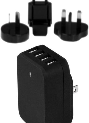 StarTech.com 4-Port Travel USB Wall Charger - 34W/6.8A International Travel Adapter - Portable USB Charging Station (USB4PACBK), Black