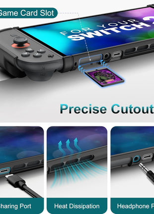TiMOVO Dockable Case for Nintendo Switch 2 2025, TPU Grip Protective Cover Accessories with Ergonomic Design for Switch 2 Console & JoyCon, Shock-Absorption Anti-Scratch Precise Cutouts, Black