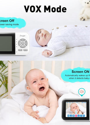 Simyke Upgrade Video Baby Monitor,WiFi Baby Camera,2.8inch Display and App Control,1200ft Long Range,2 Way Talk,Auto Night Vision,Sound Alert,VOX,Temperature Sensor 5 Lullabies Feeding Remind,Home Use