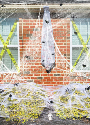 1400 sqft Halloween Spider Webs Decorations with 150 Extra Fake Spiders, Super Stretchy Cobwebs for Halloween Decor Indoor and Outdoor