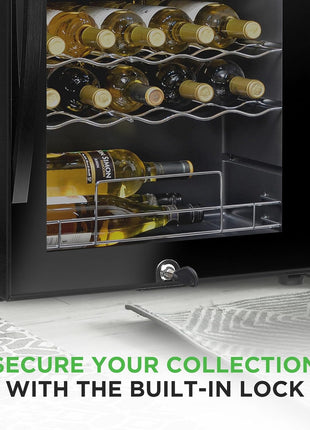 Nutrichef 33 Bottle Wine Fridge | Dual Zone Wine Cooler | Adjustable Temperature Control 41°F to 64°F | Ultra Quiet Operation | Freestanding Wine Chiller for Home & Office | 33x19x17 IN